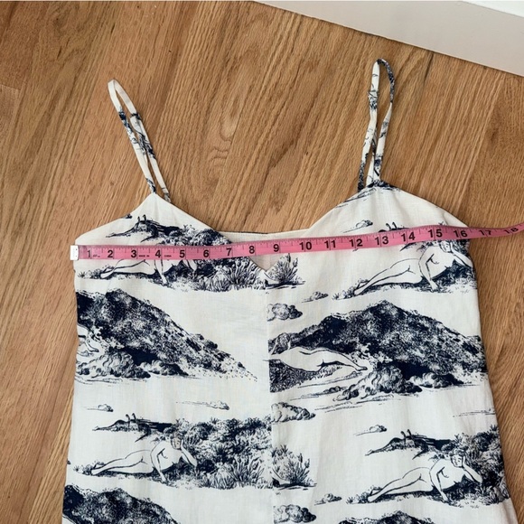 LIKE NEW 100% Linen Reformation Gisele Midi Dress Covina White Blue Size Small - Picture 9 of 13